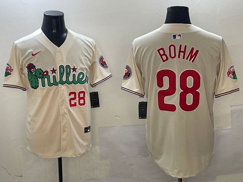 Men Philadelphia Phillies #28 Bohm Cream Three generations Joint Name Game 2025 Nike MLB Jersey style 4